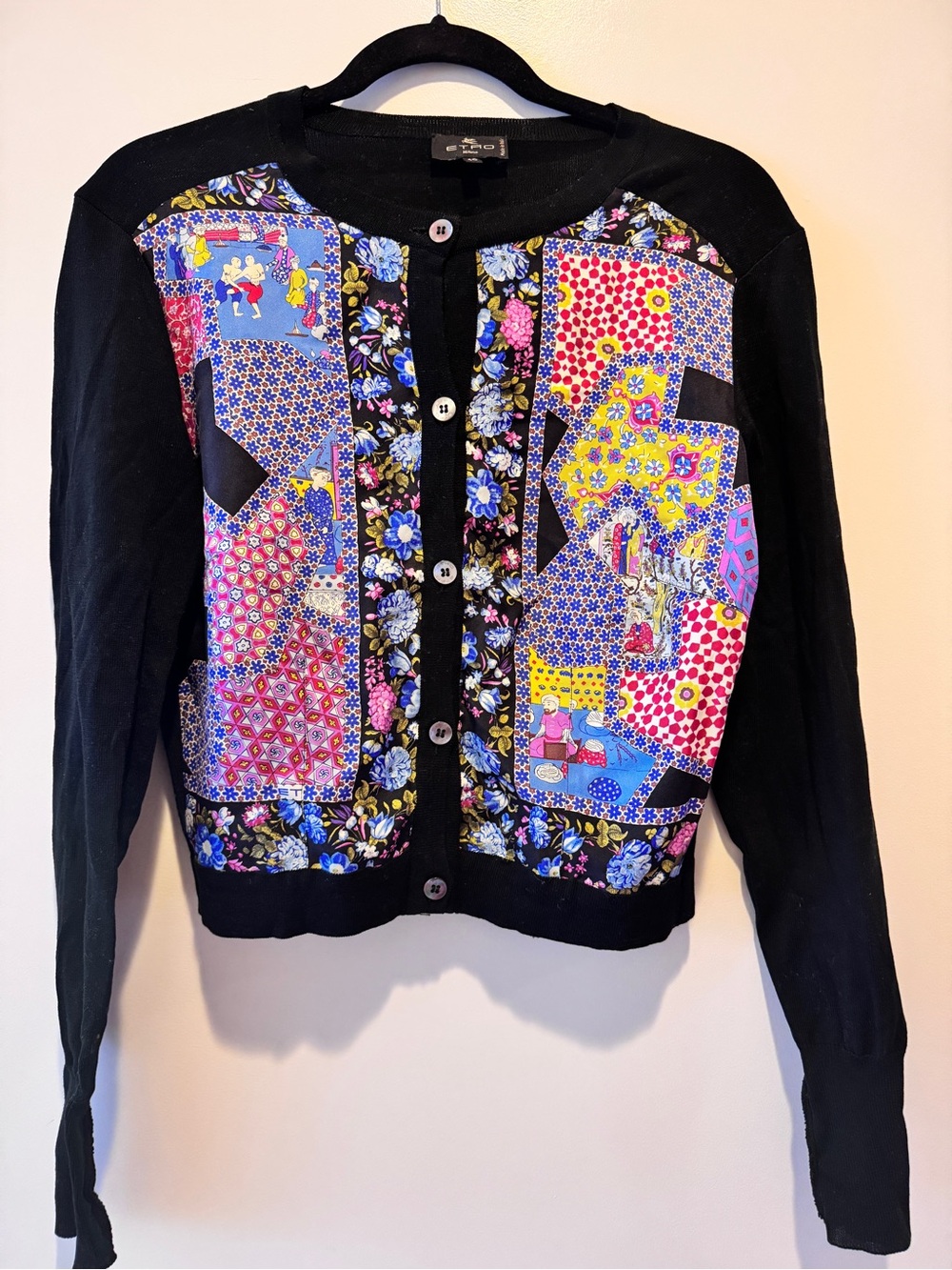 ETRO Milano Printed Silk Front Cardigan Sweater - IT 46 / US 10